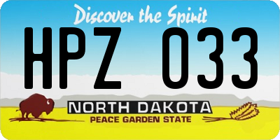 ND license plate HPZ033
