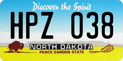 ND license plate HPZ038