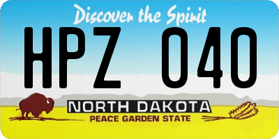 ND license plate HPZ040