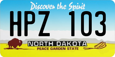 ND license plate HPZ103