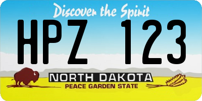 ND license plate HPZ123