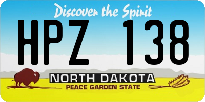 ND license plate HPZ138