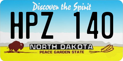 ND license plate HPZ140