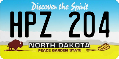 ND license plate HPZ204