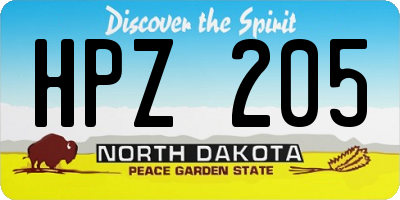 ND license plate HPZ205