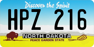 ND license plate HPZ216