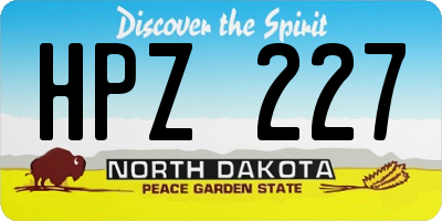 ND license plate HPZ227
