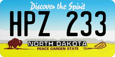 ND license plate HPZ233