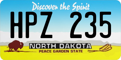 ND license plate HPZ235