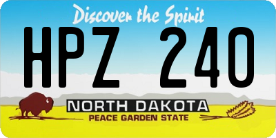 ND license plate HPZ240