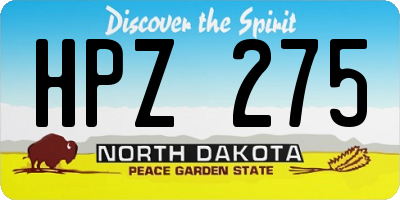 ND license plate HPZ275