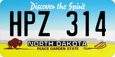 ND license plate HPZ314