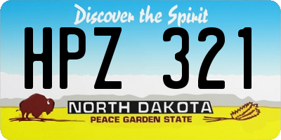 ND license plate HPZ321