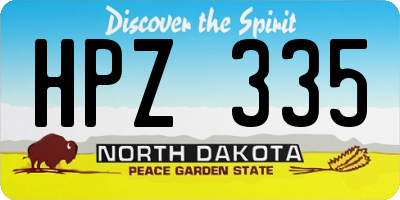 ND license plate HPZ335