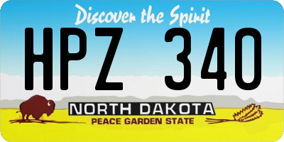 ND license plate HPZ340