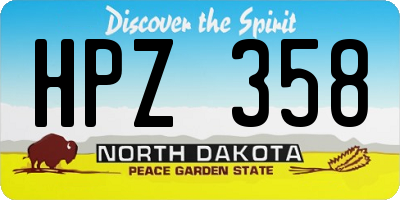 ND license plate HPZ358