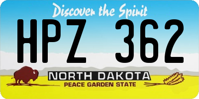 ND license plate HPZ362