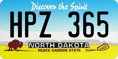 ND license plate HPZ365