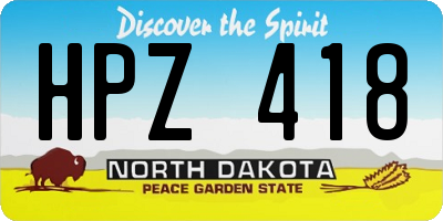 ND license plate HPZ418