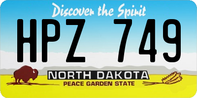 ND license plate HPZ749