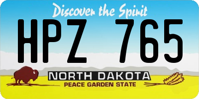 ND license plate HPZ765