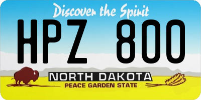 ND license plate HPZ800