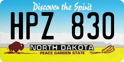 ND license plate HPZ830