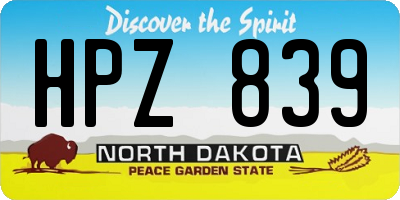 ND license plate HPZ839