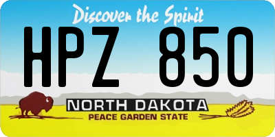 ND license plate HPZ850