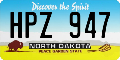 ND license plate HPZ947