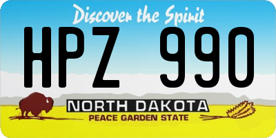 ND license plate HPZ990