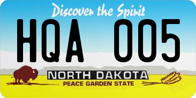 ND license plate HQA005