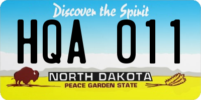ND license plate HQA011