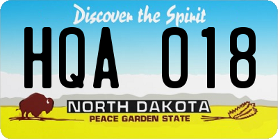 ND license plate HQA018