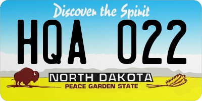 ND license plate HQA022