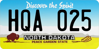 ND license plate HQA025