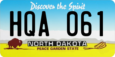 ND license plate HQA061