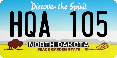 ND license plate HQA105