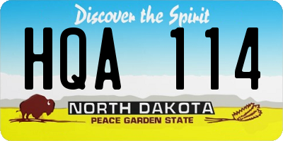 ND license plate HQA114