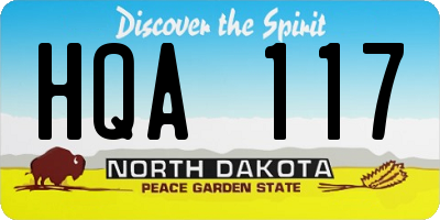 ND license plate HQA117