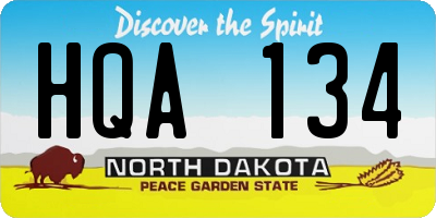 ND license plate HQA134