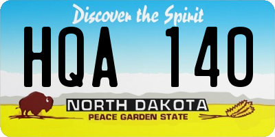 ND license plate HQA140