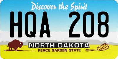 ND license plate HQA208