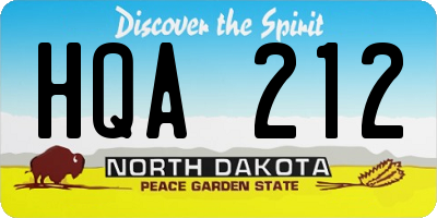 ND license plate HQA212