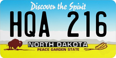ND license plate HQA216