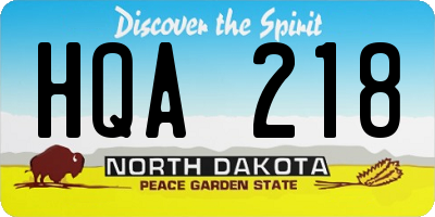 ND license plate HQA218