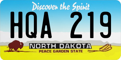 ND license plate HQA219