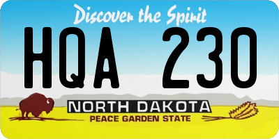ND license plate HQA230