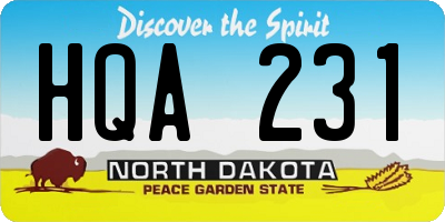 ND license plate HQA231