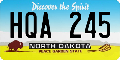 ND license plate HQA245